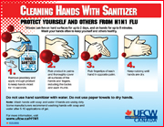 Cleaning hands with sanitizer  -  CLICK to download flyer
